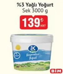 SEK %3 YAĞLI YOĞURT 3000 G fiyat ve kampanya bilgisi